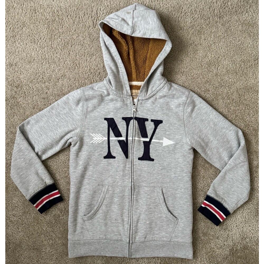 Roebuck Hoodie Youth Large 14/16 Full Zip Gray Varsity New York Y2K